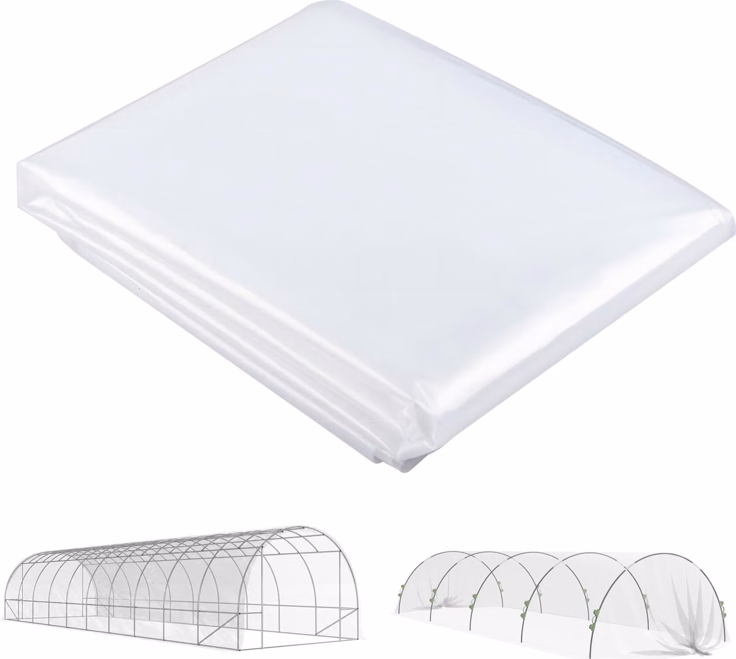 Moonbite, telo per serre, 6 x 10 metri, impermeabile, isolante termico, resistente allo strappo, telo per tunnel, tagliabile, adatto per serre, in polipropilene, trasparente