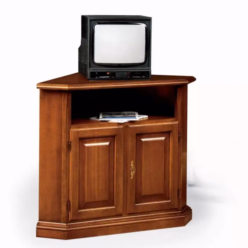 Porta TV ad angolo in legno massello arte povera marrone Mobili 2G L/P: 73 x 73 cm – 2