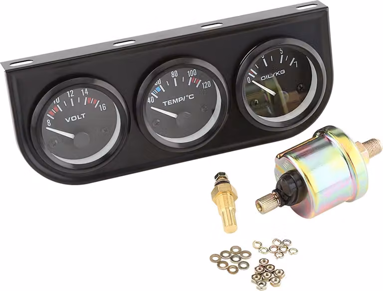 Set di strumenti di misurazione tripli, misuratore di temperatura dell'acqua 3-in-1, 12 V, 52 mm, voltmetro per camion, imbarcazioni e automobili