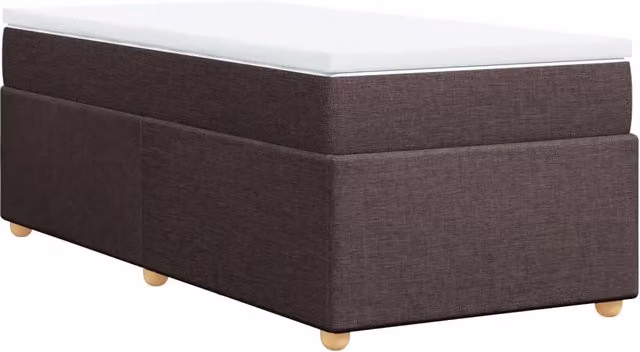 Letto singolo | Letto per adulti | Giroletto a Molle con Materasso Marrone Scuro 80x200 cm Tessuto