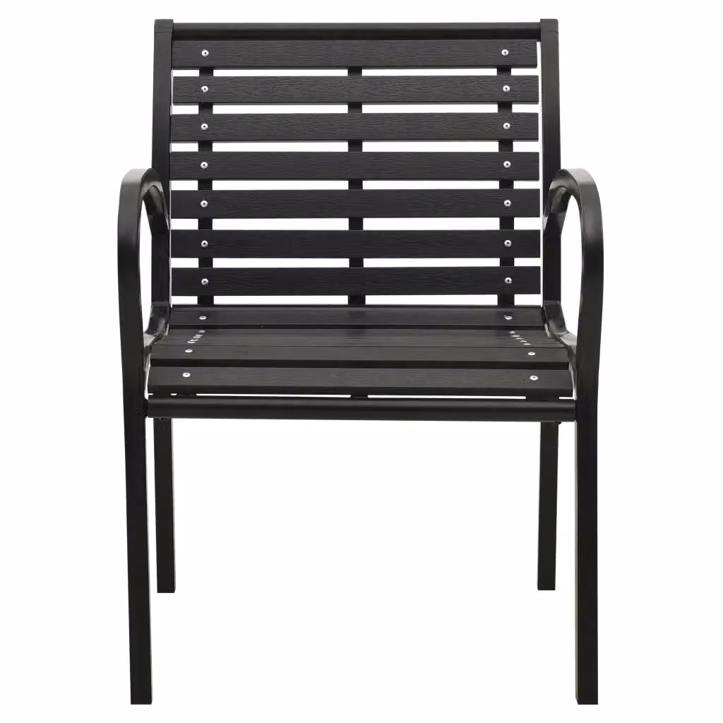 Set di 2 sedie da giardino vidaXL impilabili in acciaio e WPC nere con braccioli – 2