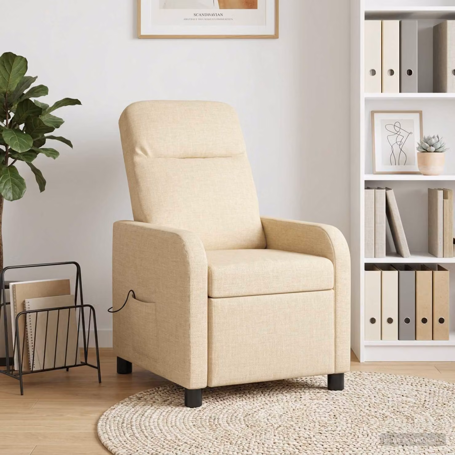 Poltrona relax reclinabile con braccioli vidaXL in tessuto beige