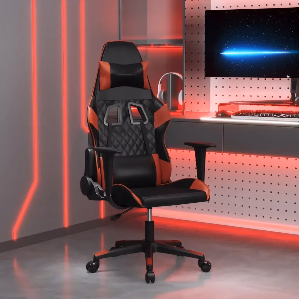 Sedia Gaming Design In Nero e Rosso in Similpelle con Poggiatesta e Ruote – 2