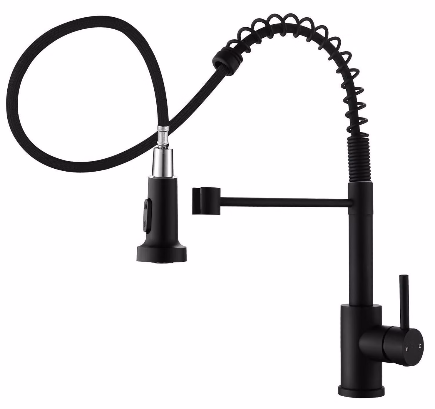 Miscelatore da cucina in acciaio inossidabile nero, estraibile, rotazione a 360°, resistente all'alta pressione, monocomando, realizzato in acciaio inossidabile SUS304