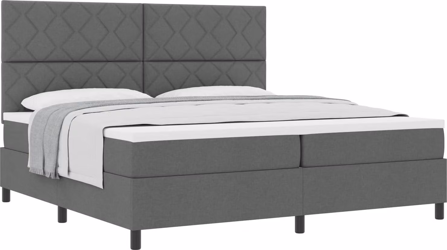 Letto a molle con materasso grigio scuro 200 x 200 cm in tessuto