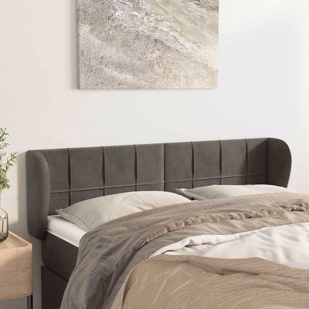Testiera ad orecchio vidaXL in velluto grigio scuro L: 147 cm, P: 23 cm, H: 78/88 cm