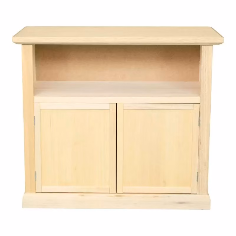 Porta TV Mobili 2G in legno di pino beige con 2 porte L: 84 cm, P: 40,5 cm, H: 75 cm