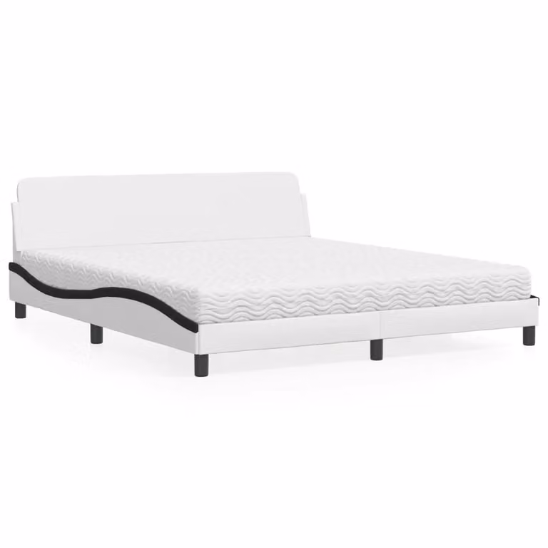 Letto con Materasso Dover vidaXL in Similpelle Bianco e Nero L/P/H: 180 x 200 x 185 cm