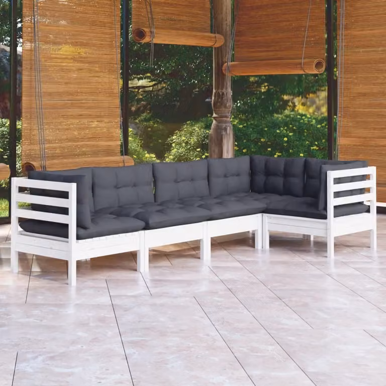 Maison Exclusive - Set Divani da Giardino 5 pz con Cuscini BiancLegno di Pino