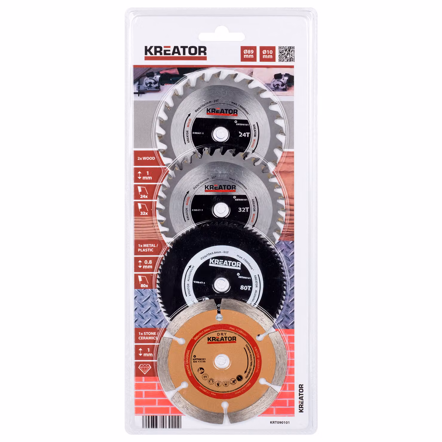Lame Kreator 89 mm set di 4 lame di ricambio universali per mini seghe circolari