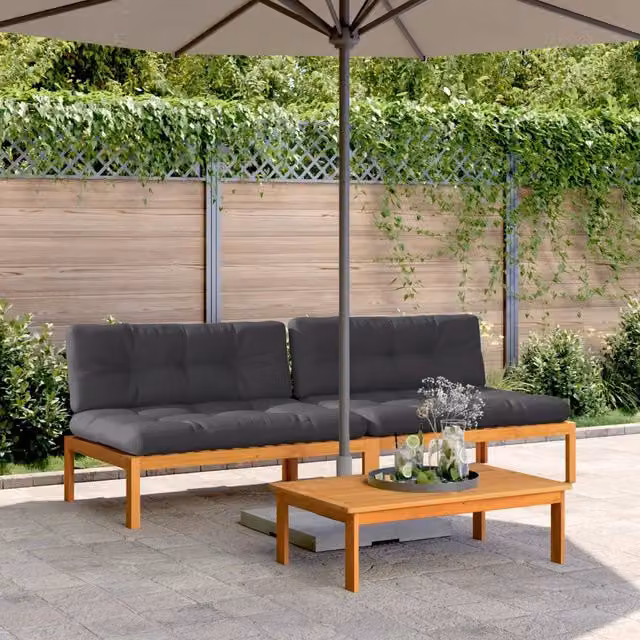 Divani Centrali Pallet Giardino con Cuscini 2pz Massello Acacia 3209481