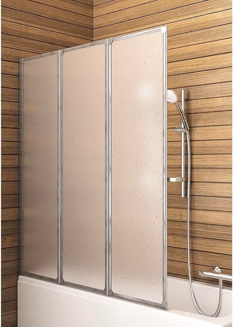 VBChome Parete pieghevole 120 x 140 cm Colore alluminio Parete divisoria per doccia Parete pieghevole per vasca da bagno Parete per doccia Parete pieghevole per vasca da bagno 3 pezzi senza rivestimento anticalcare