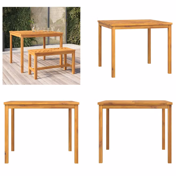 vidaXL Tavolo da pranzo da giardino 90x90x74 cm in legno massiccio di acacia - Tavolo da pranzo da giardino - Tavolo - Tavolo da giardino