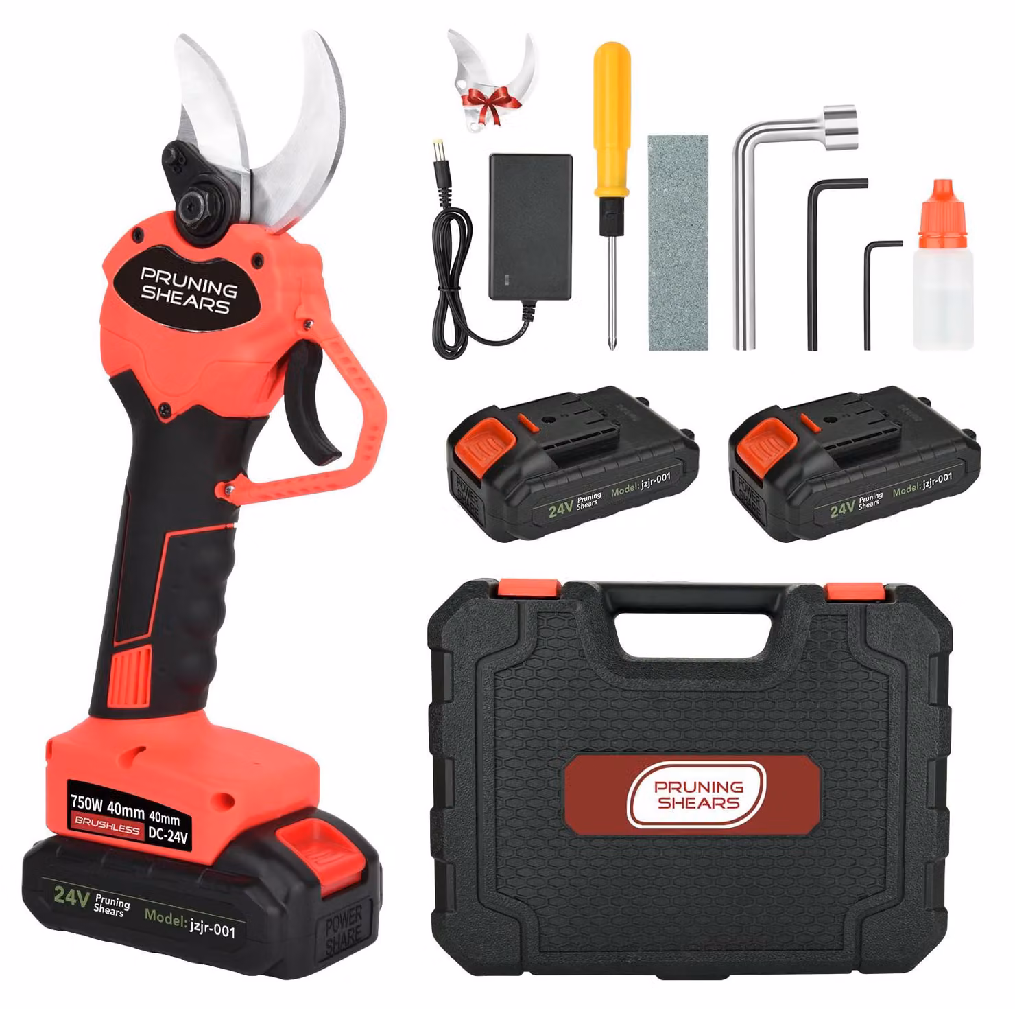 Potatore elettrico - 24 V, a batteria - Larghezza di taglio: 40 mm - Adatto per giardini e alberi da frutto