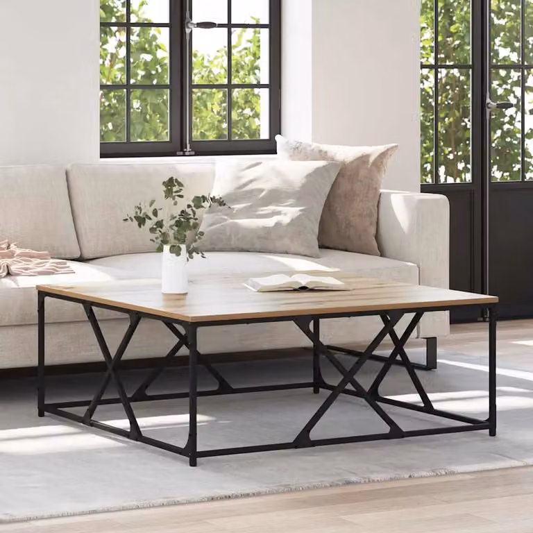 vidaXL Tavolino da salotto moderno in rovere marrone L: 100 cm, P: 100 cm, H: 40 cm