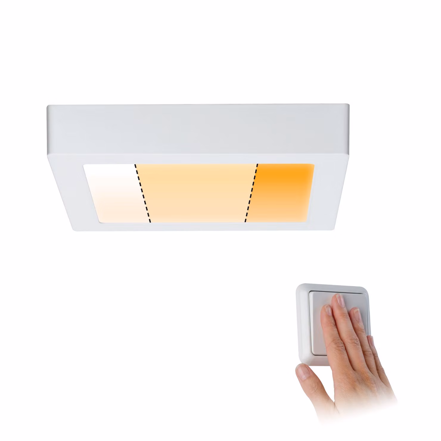 Pannello LED da parete/soffitto WarmDim 300mm 16W Bianco opaco 230V Metallo16682