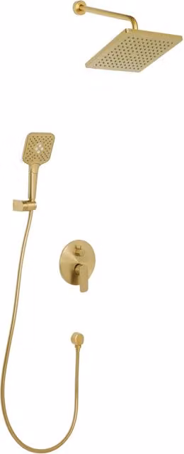 Set doccia a incasso in ottone 3 modalità di getto con funzione a muro Oro stile modero
