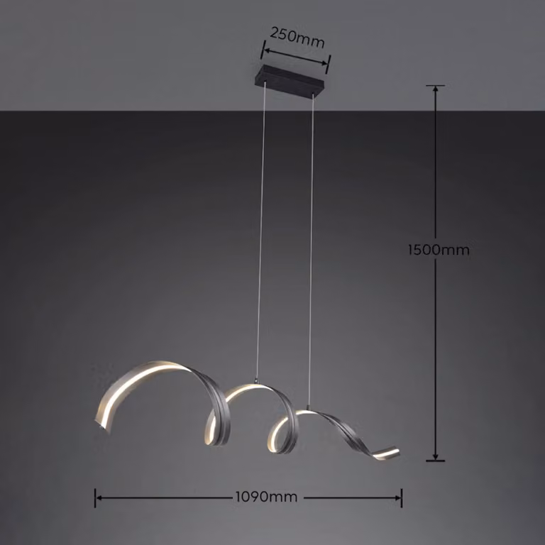 Reality Leuchten Lampada a sospensione Tivor, Nero, Soggiorno / Sala da pranzo, Metallo, Moderno, Lampada a sospensione