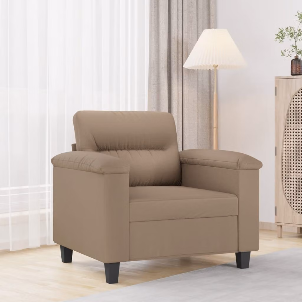 Poltrona moderna vidaXL in similpelle beige e marrone con braccioli e struttura in metallo per il tuo soggiorno