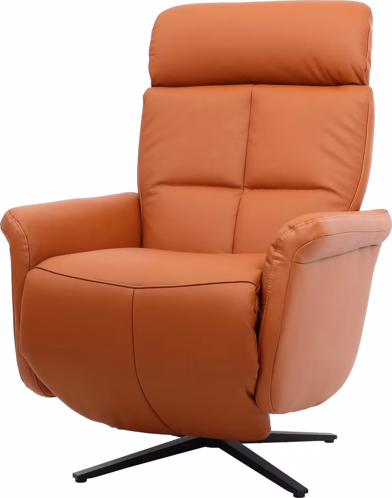 Poltrona relax HWC-L10, design, poltrona per televisione, poltrona reclinabile, con funzione reclinabile, girevole, color terracotta