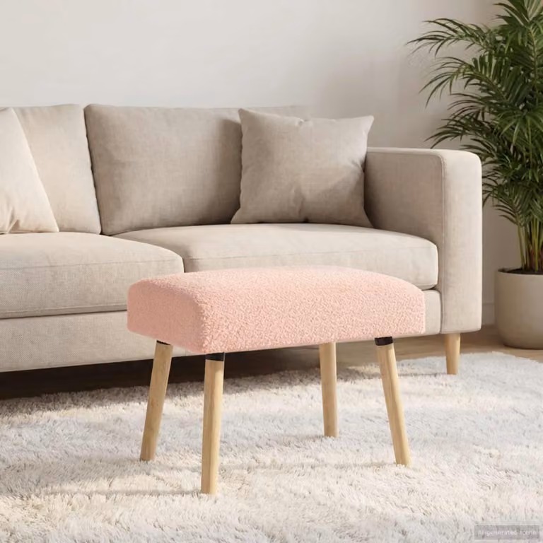 Panchina moderna vidaXL in tessuto bouclé rosa, L: 60 cm, P: 40 cm, H: 45 cm