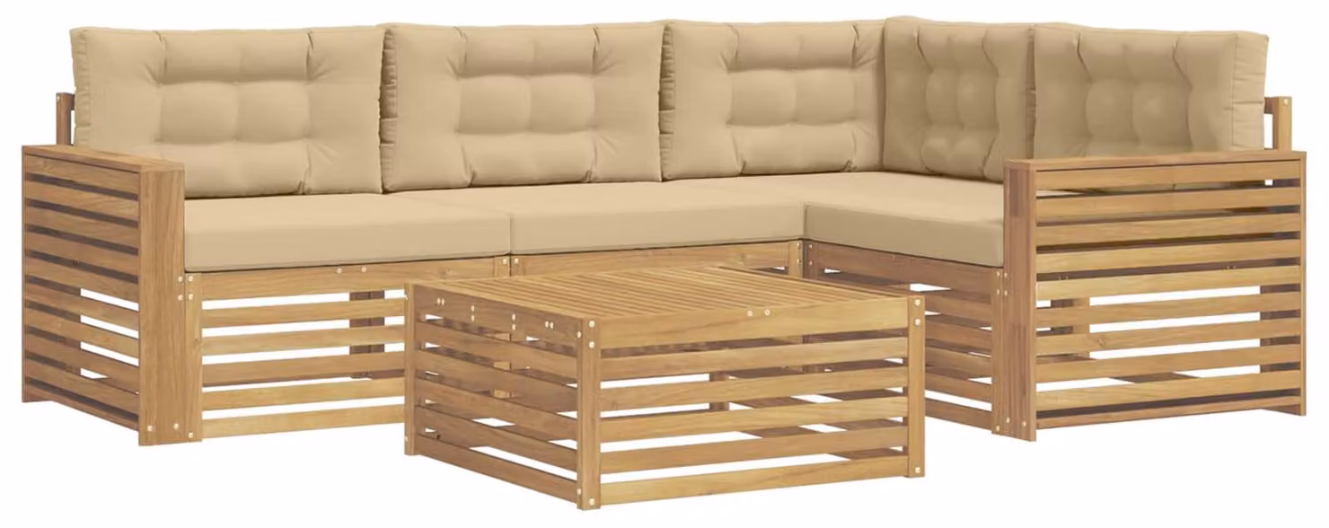 Set di divani da esterno, 5 pezzi, colore beige, dimensioni 79 x 79 x 37 cm