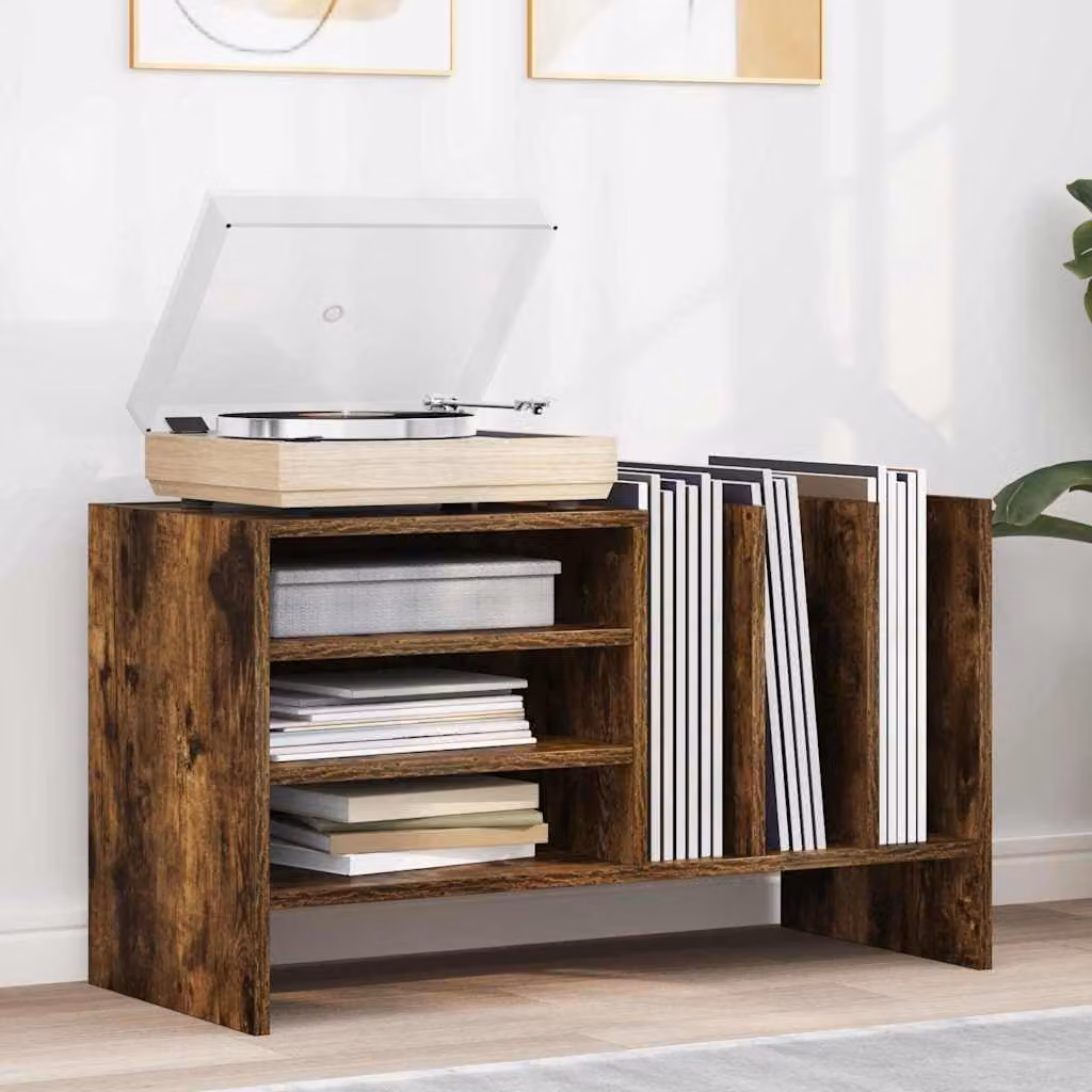 vidaXL Mobile porta vinili Rovere fumé marrone L: 78.5 cm, P: 35 cm, H: 45 cm