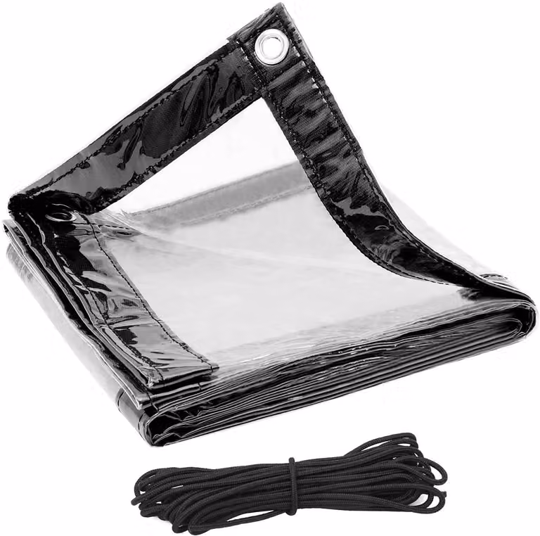 Telo in PVC trasparente con occhielli e corda, 4x5 metri | Trasparente | 400x500 cm