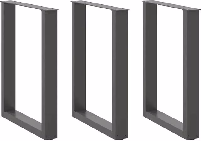 Set di 3 gambe regolabili per tavolo da pranzo a forma di U 70 x 73 cm aspetto moderno acciaio antracite 02_0057442
