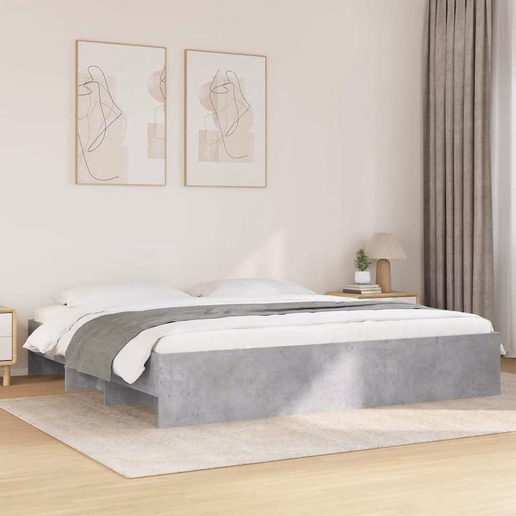 Giroletto senza materasso vidaXL in legno e MDF Grigio, L: 180 cm, P: 200 cm – 1