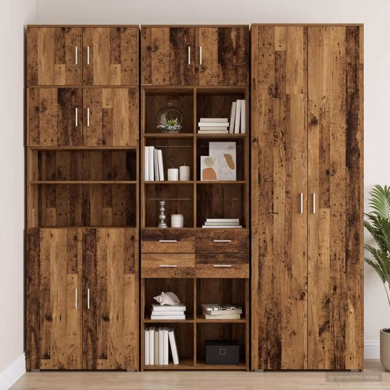 Armadio da conservazione moderno vidaXL in legno marrone con ripiani interni e ante a battente L 70,0 cm x P 42,5 cm x H 225,0 cm