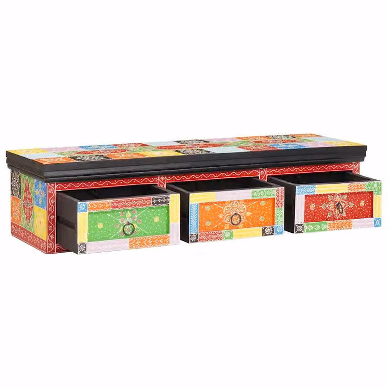 Mobile TV Multicolore vidaXL in Legno di Mango con Design Moderno e Astratto L/P/H: 100 x 30 x 24 cm