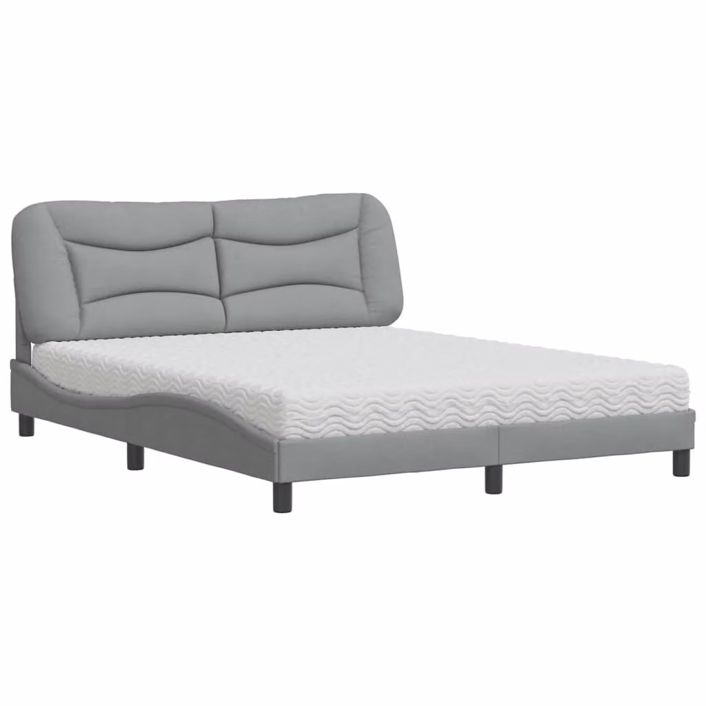 Letto con Materasso Hvar Grigio Chiaro160x200 cm Tessuto