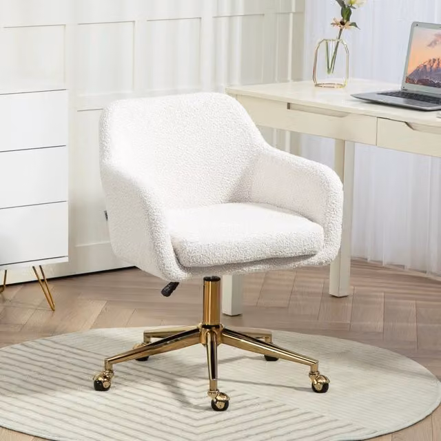 Sedia da ufficio 60x61x79-88 cm regolabile in altezza in poliestere bianco crema