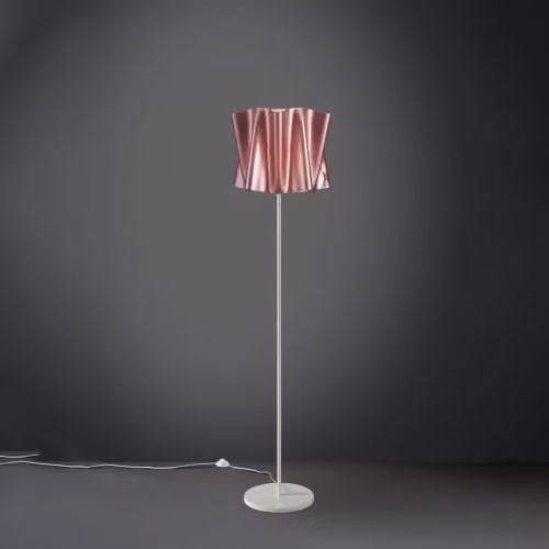 Linea Zero Piantana Base e Stelo in Metallo Folio Paralume Rosa Diametro 40x h164 cm