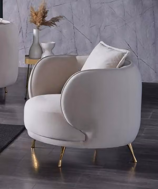 Sessel Design Couch Sofa Relax Hochwertig Textil Polster Sitzer Luxus Weiß