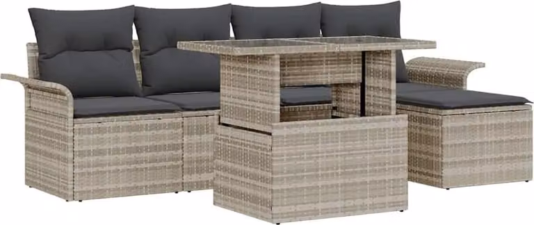Maison Exclusive - Set da giardino composto da 6 pezzi. Colore: grigio chiaro. Materiale: rattan sintetico