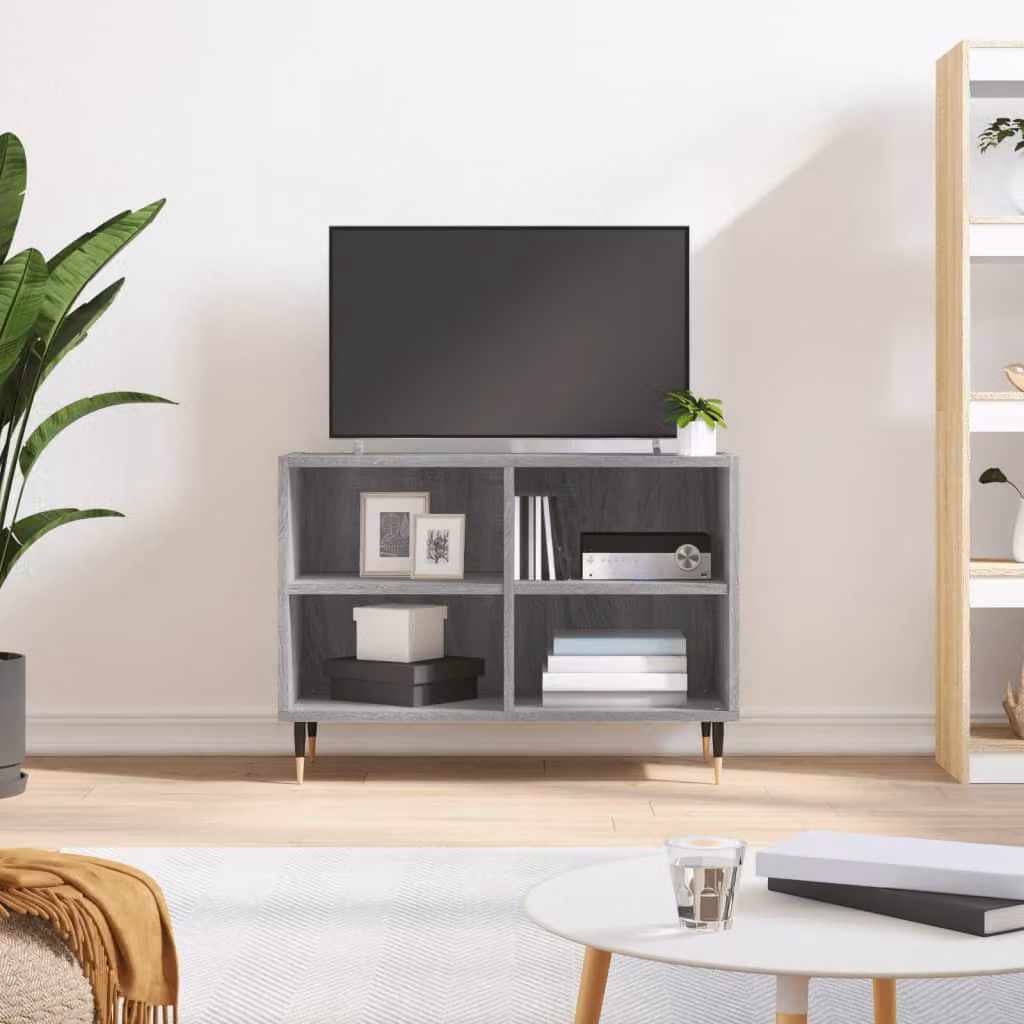 Mobile Porta TV vidaXL in Legno e Metallo, Grigio Sonoma, L 69,5 cm x P 30 cm x H 50 cm