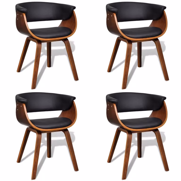 Sedie da Pranzo 4 pz in Legno Curvato e Pelle finta