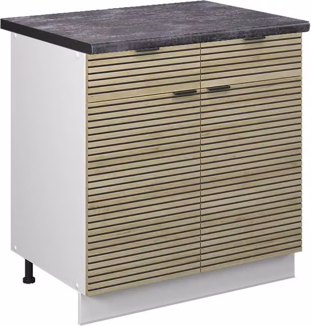 Mobiletto base per cucina Fame-Line Pannello in quercia/Bianco 80 cm, PL Antracite Vicco