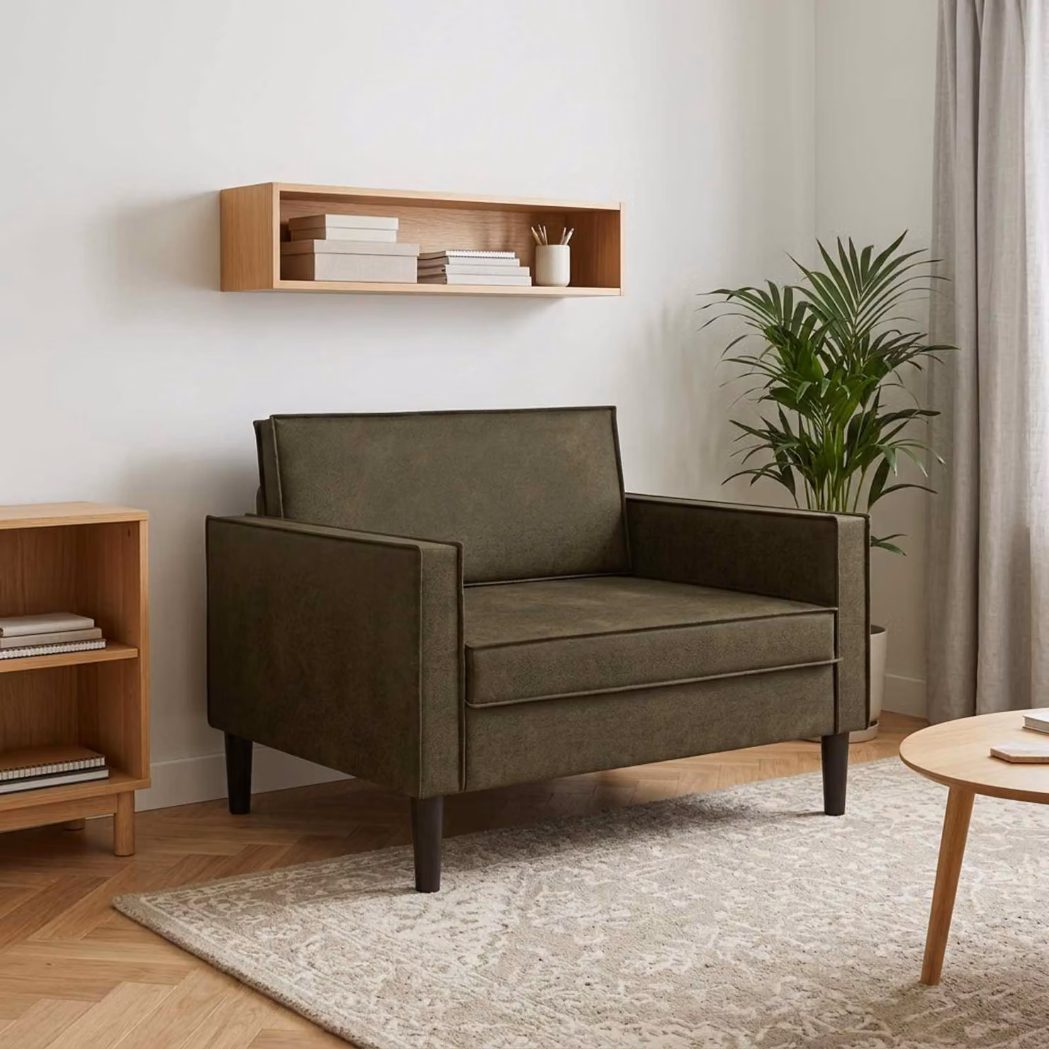 Poltrona lounge moderna vidaXL in pelle sintetica verde con braccioli