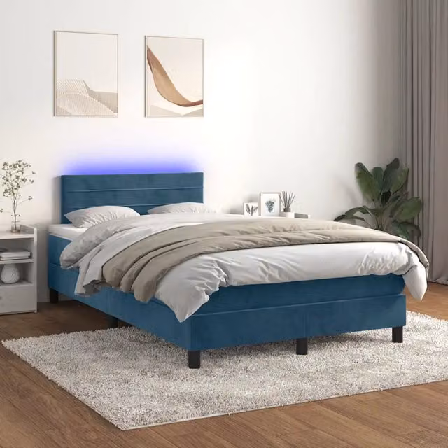 Letto Ibrido vidaXL con Materasso e Illuminazione LED Blu e Bianco, L/P: 120 x 200 cm