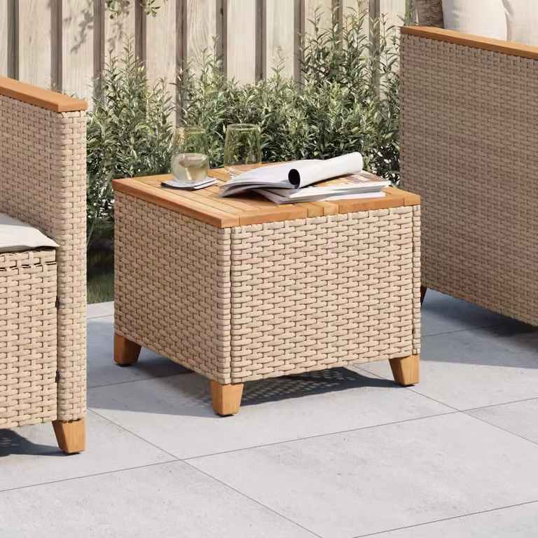 Maison Exclusive - Tavolo da giardino beige, 45x45x37 cm, in rattan sintetico e legno di acacia