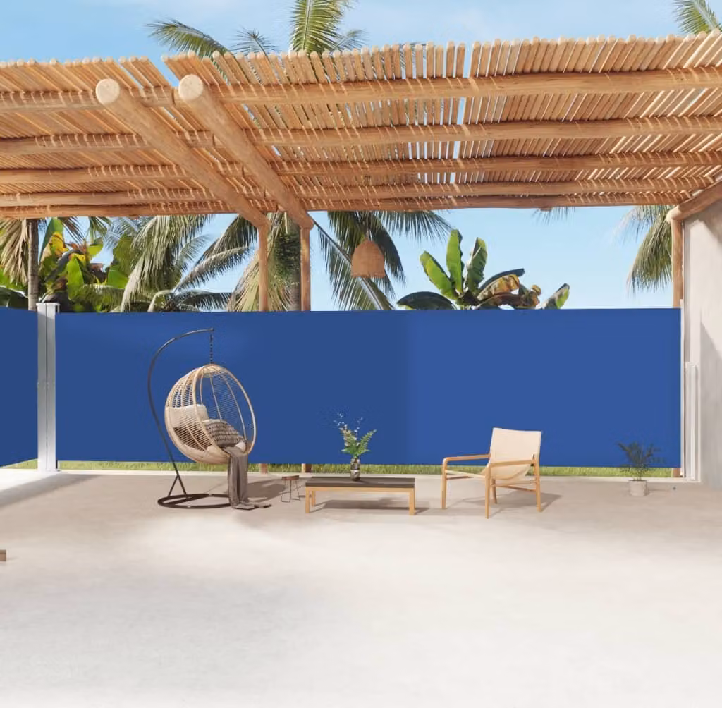 The Living Store Tenda laterale estensibile blu 200x1200 cm
