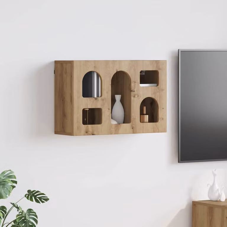 Armadio pensile da parete vidaXL ELST moderno in legno marrone con ante in vetro e ripiani interni L/P/H: 60 x 20 x 40 cm