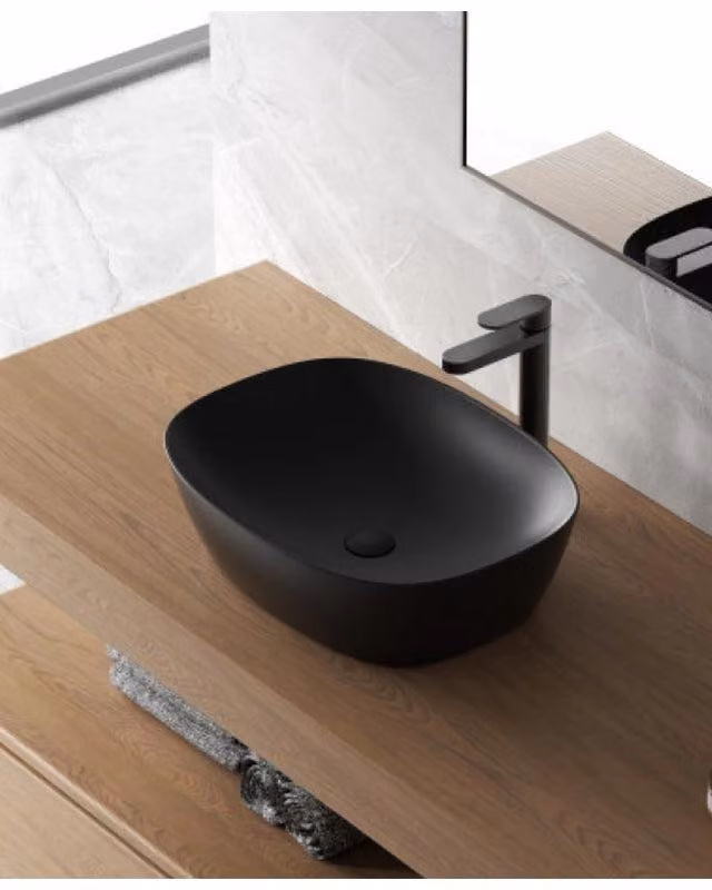 Lavabo a ciotola 50x38 Round nero opaco in Vetroceramica