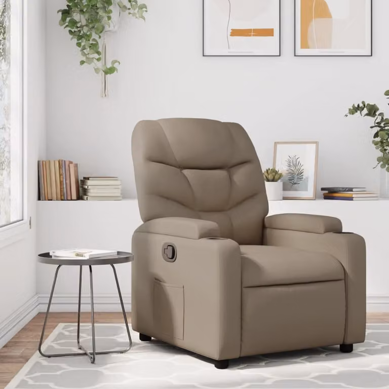 Poltrona Reclinabile Relax vidaXL in Similpelle Beige con Braccioli e Meccanismo a Leva Manuale