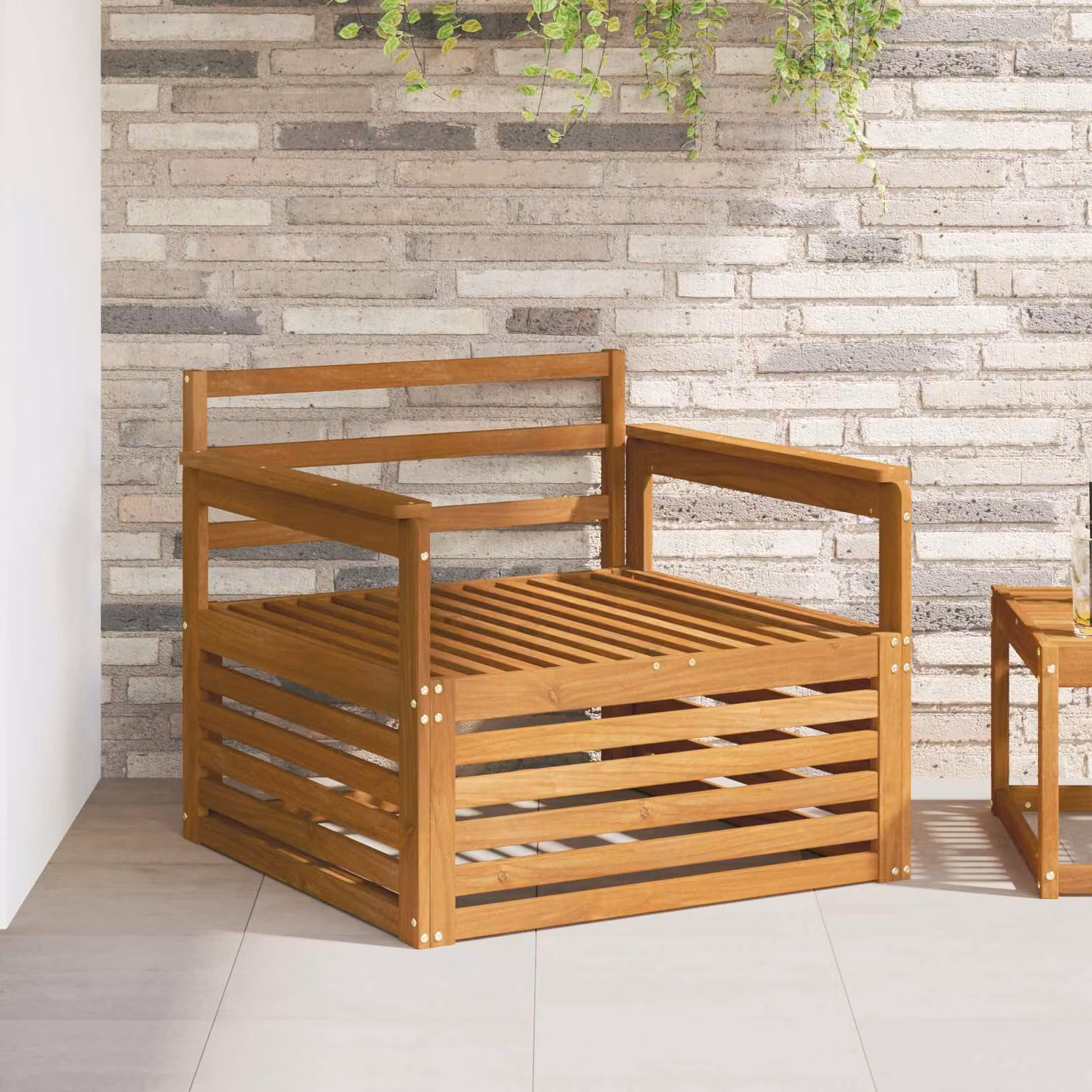 Set di 2 divani da esterno vidaXL in legno di acacia color marrone con struttura in legno massiccio per giardino e terrazza