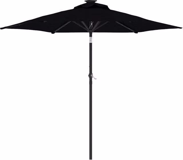 Ombrellone da giardino inclinabile con illuminazione a LED 225 x 225 x 212 cm moderna protezione solare in poliestere nero 02_0056373