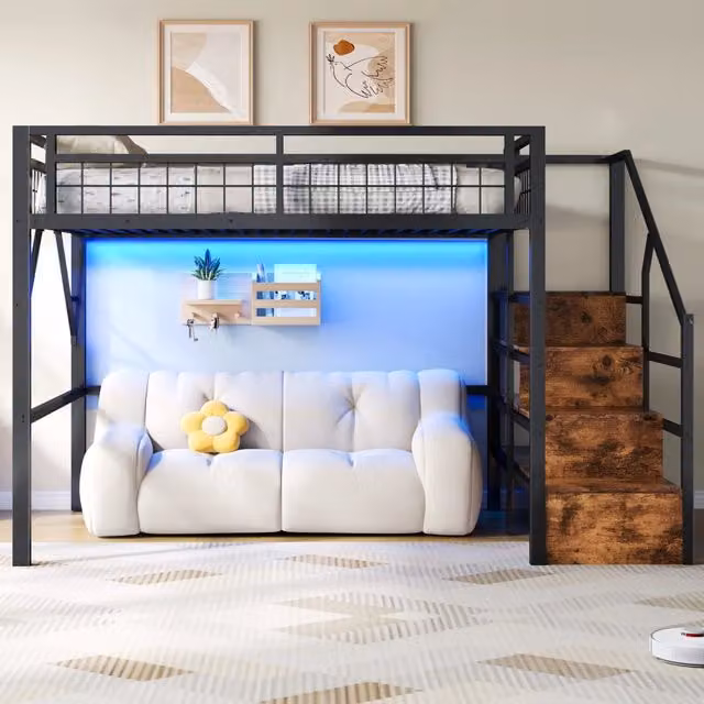 letto a castello metallo nero 145.5 x 252 cm